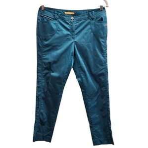Louis Castel Teal Blue Low Rise Straight Leg Pants Size 12